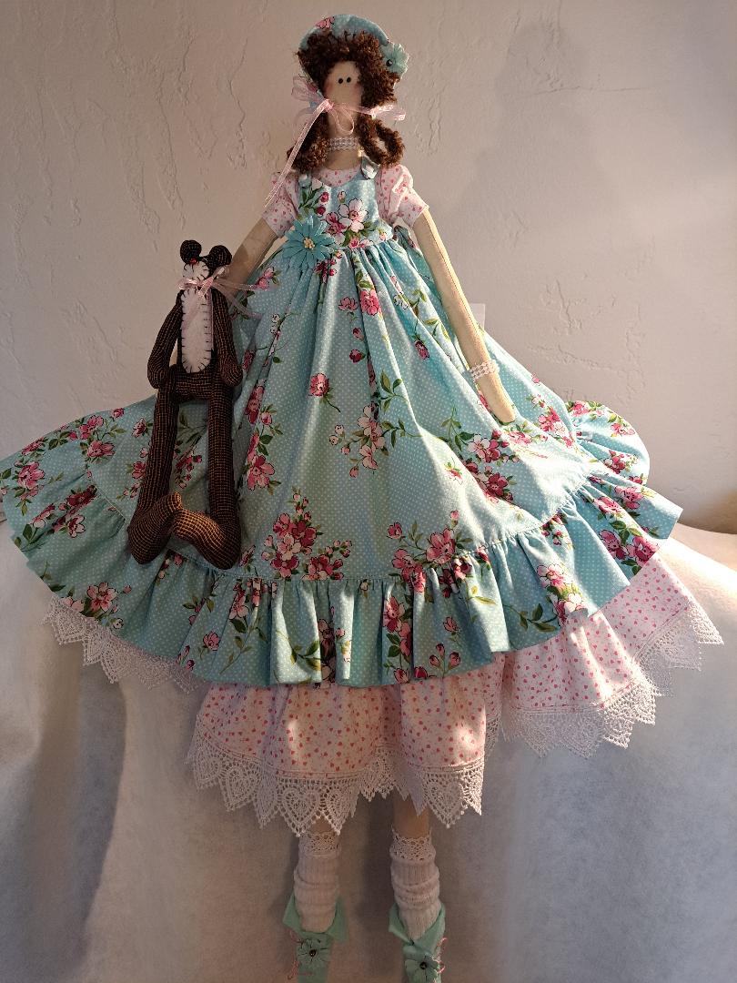 SPRINGTIME TILDA (MINT BLUE) WITH TEDDY BEAR