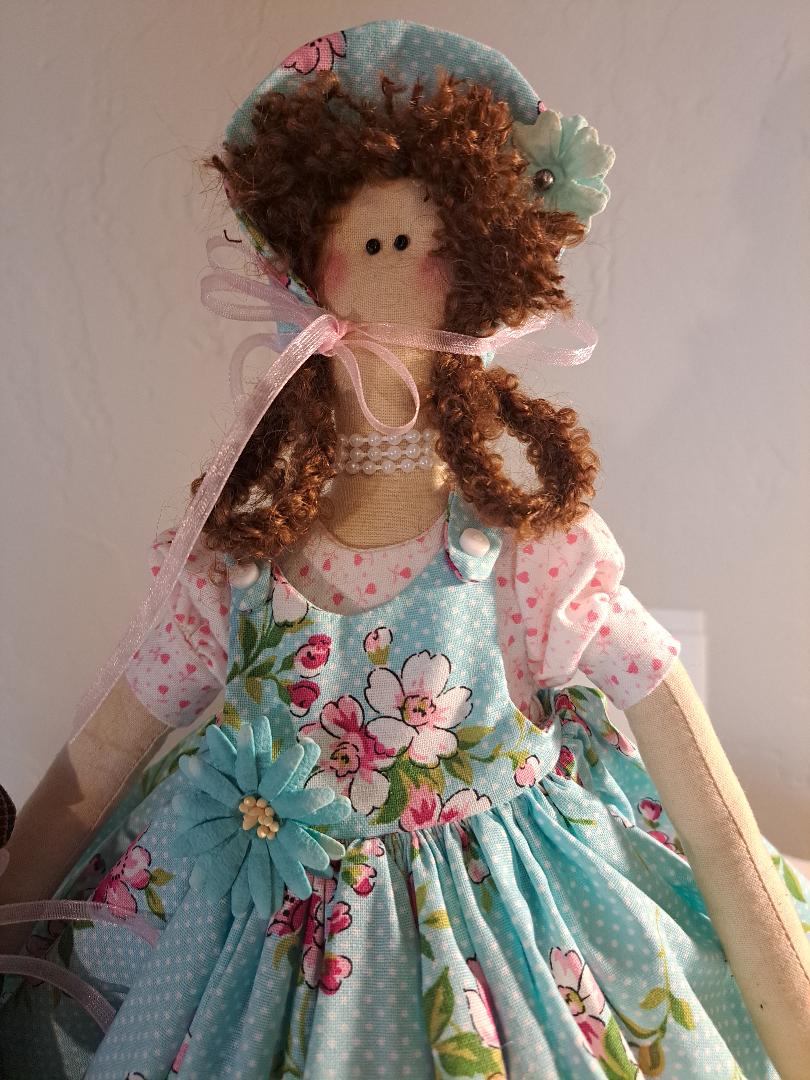 SPRINGTIME TILDA (MINT BLUE) WITH TEDDY BEAR