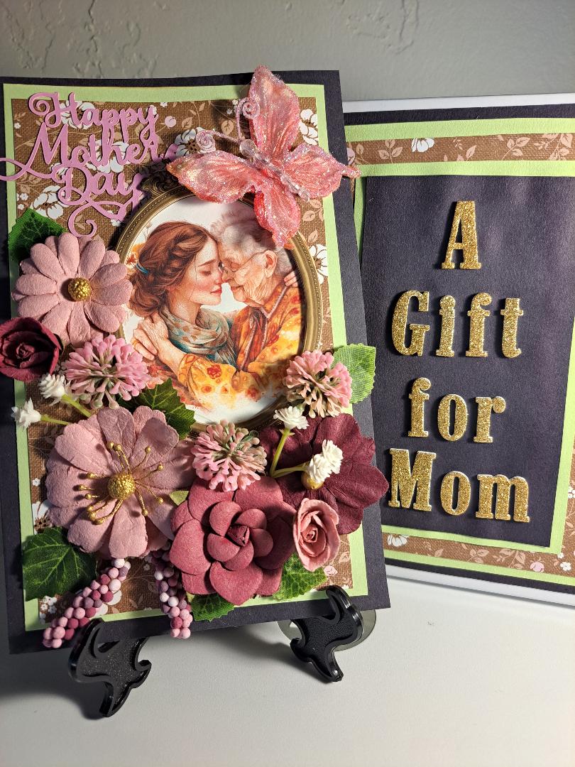 MOTHER'S DAY GIFT CARD, DECORATED GIFT BOX, CARD STAND, ONE OF A KIND